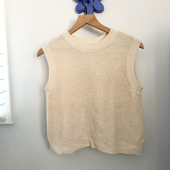 Faherty XS Miramar Sleeveless Linen Sweater Linen Organic Cotton Cream Comfy - Picture 2 of 6